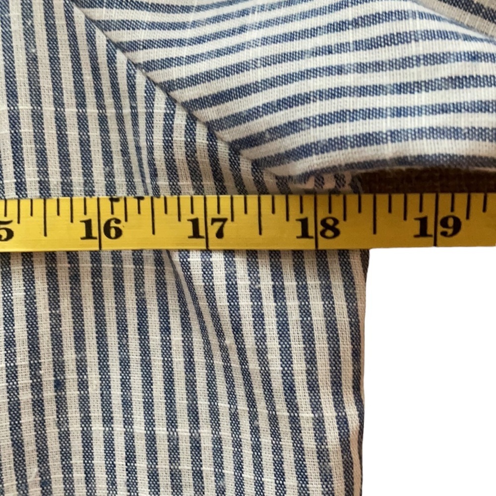 Sigrid Olsen Blue White Pinstripe Hooded Hi/Low Hem Size S - Picture 7 of 11